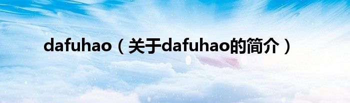 dafuhao（關(guān)于dafuhao的簡介）