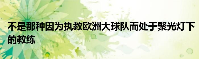 不是那種因?yàn)閳?zhí)教歐洲大球隊而處于聚光燈下的教練