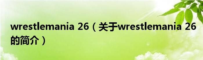 wrestlemania 26（關(guān)于wrestlemania 26的簡(jiǎn)介）