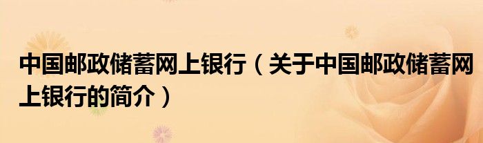 中國郵政儲蓄網(wǎng)上銀行（關(guān)于中國郵政儲蓄網(wǎng)上銀行的簡介）