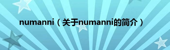 numanni（關(guān)于numanni的簡介）