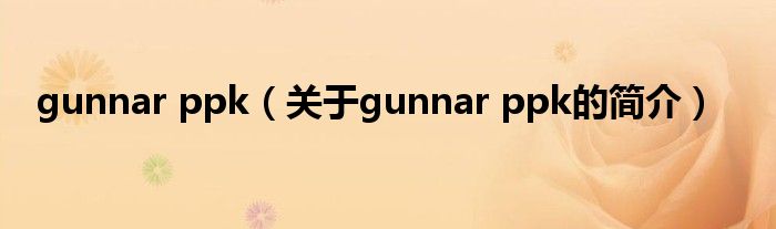 gunnar ppk（關于gunnar ppk的簡介）