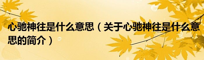 心馳神往是什么意思（關于心馳神往是什么意思的簡介）