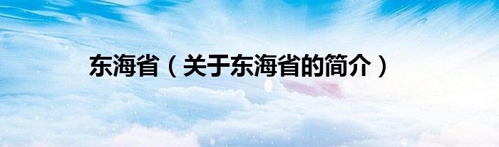 東海?。P于東海省的簡介）