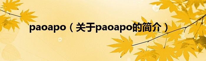 paoapo（關于paoapo的簡介）