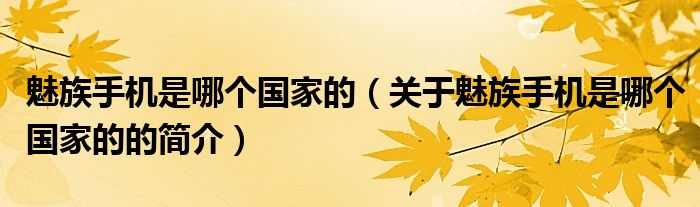 魅族手機(jī)是哪個(gè)國(guó)家的（關(guān)于魅族手機(jī)是哪個(gè)國(guó)家的的簡(jiǎn)介）