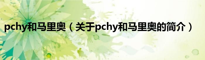 pchy和馬里奧（關于pchy和馬里奧的簡介）