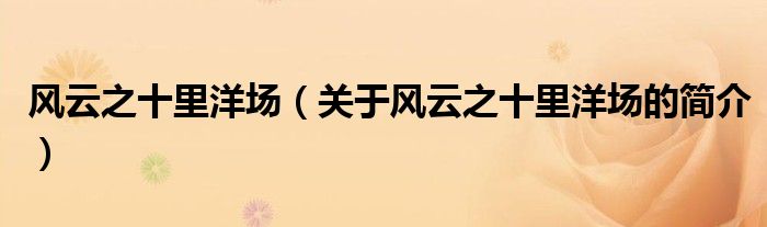 風(fēng)云之十里洋場（關(guān)于風(fēng)云之十里洋場的簡介）