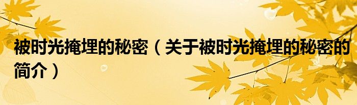 被時(shí)光掩埋的秘密（關(guān)于被時(shí)光掩埋的秘密的簡(jiǎn)介）