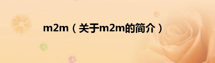 m2m（關于m2m的簡介）