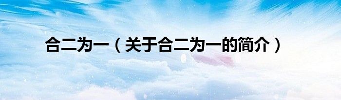 合二為一（關(guān)于合二為一的簡(jiǎn)介）