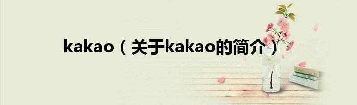 kakao（關(guān)于kakao的簡(jiǎn)介）