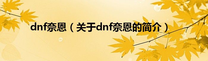 dnf奈恩（關(guān)于dnf奈恩的簡(jiǎn)介）