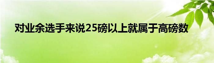 對業(yè)余選手來說25磅以上就屬于高磅數(shù)