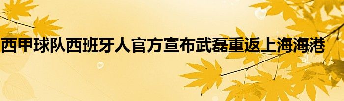 西甲球隊西班牙人官方宣布武磊重返上海海港