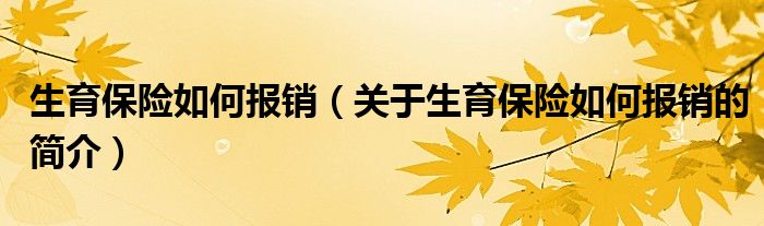 生育保險如何報銷（關(guān)于生育保險如何報銷的簡介）