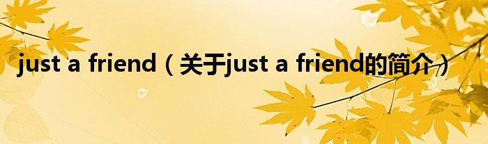 just a friend（關于just a friend的簡介）