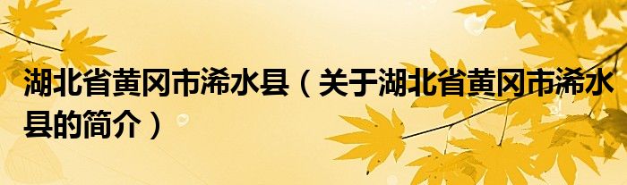 湖北省黃岡市浠水縣（關(guān)于湖北省黃岡市浠水縣的簡(jiǎn)介）