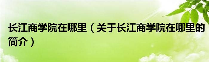 長(zhǎng)江商學(xué)院在哪里（關(guān)于長(zhǎng)江商學(xué)院在哪里的簡(jiǎn)介）