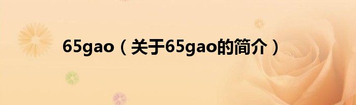 65gao（關于65gao的簡介）