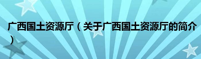 廣西國(guó)土資源廳（關(guān)于廣西國(guó)土資源廳的簡(jiǎn)介）