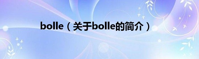 bolle（關(guān)于bolle的簡(jiǎn)介）