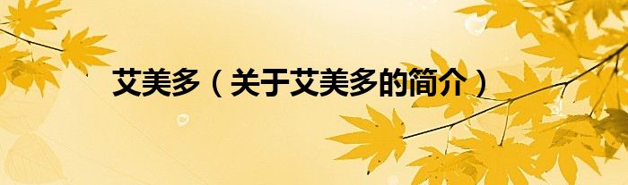 艾美多（關(guān)于艾美多的簡(jiǎn)介）