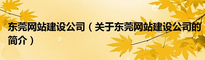 東莞網站建設公司（關于東莞網站建設公司的簡介）