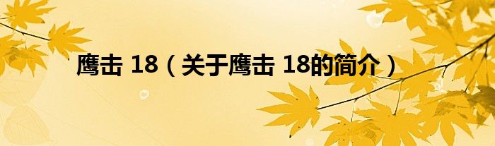 鷹擊 18（關(guān)于鷹擊 18的簡介）