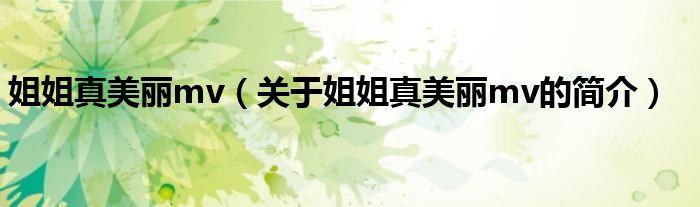 姐姐真美麗mv（關(guān)于姐姐真美麗mv的簡(jiǎn)介）