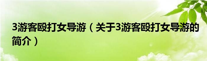 3游客毆打女導(dǎo)游（關(guān)于3游客毆打女導(dǎo)游的簡介）