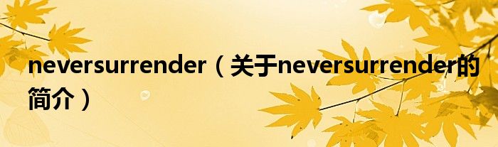 neversurrender（關(guān)于neversurrender的簡(jiǎn)介）