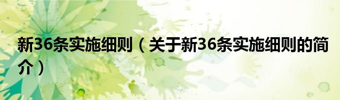 新36條實(shí)施細(xì)則（關(guān)于新36條實(shí)施細(xì)則的簡介）