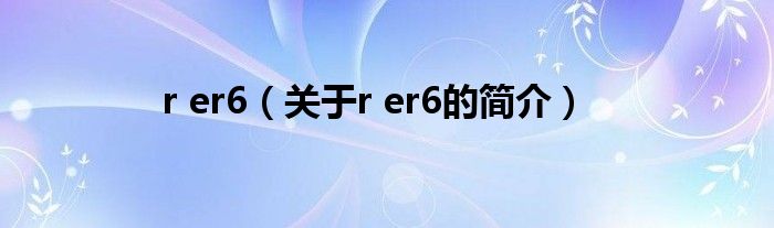 r er6（關(guān)于r er6的簡介）