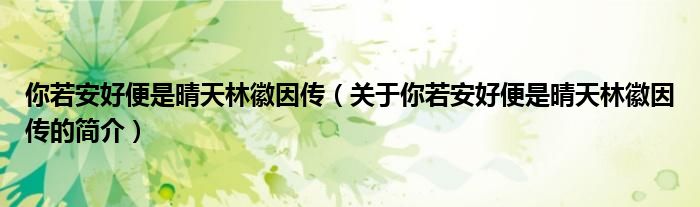 你若安好便是晴天林徽因傳（關(guān)于你若安好便是晴天林徽因傳的簡介）