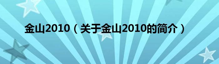 金山2010（關于金山2010的簡介）