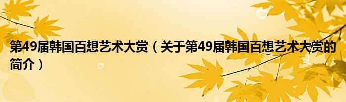 第49屆韓國(guó)百想藝術(shù)大賞（關(guān)于第49屆韓國(guó)百想藝術(shù)大賞的簡(jiǎn)介）