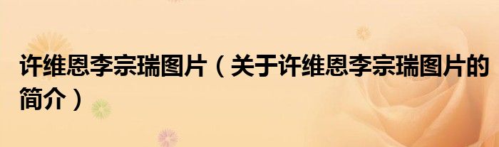 許維恩李宗瑞圖片（關于許維恩李宗瑞圖片的簡介）