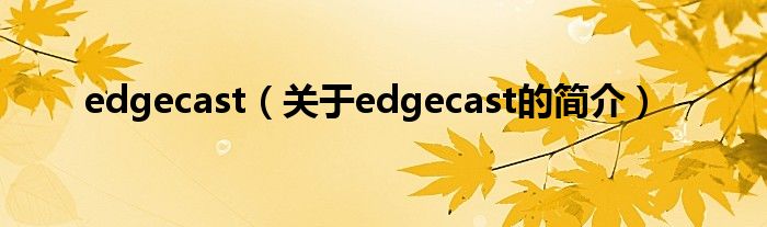 edgecast（關于edgecast的簡介）