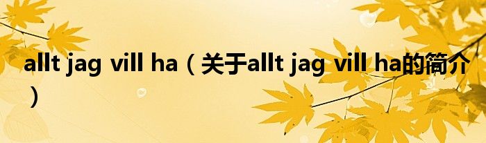 allt jag vill ha（關(guān)于allt jag vill ha的簡介）