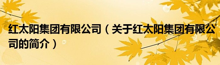 紅太陽集團(tuán)有限公司（關(guān)于紅太陽集團(tuán)有限公司的簡(jiǎn)介）