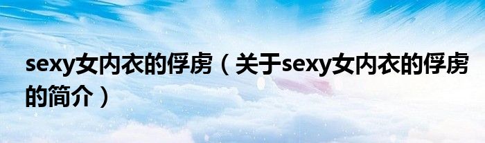 sexy女內(nèi)衣的俘虜（關(guān)于sexy女內(nèi)衣的俘虜?shù)暮?jiǎn)介）