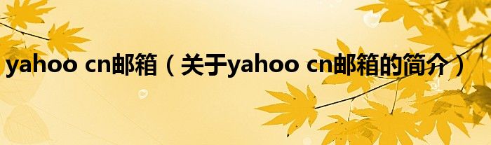 yahoo cn郵箱（關于yahoo cn郵箱的簡介）