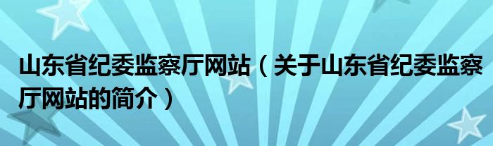 山東省紀委監(jiān)察廳網(wǎng)站（關(guān)于山東省紀委監(jiān)察廳網(wǎng)站的簡介）