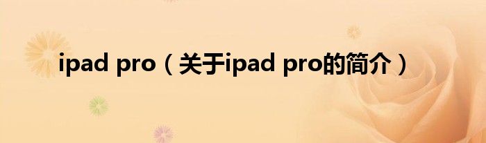 ipad pro（關(guān)于ipad pro的簡介）