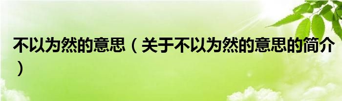 不以為然的意思（關(guān)于不以為然的意思的簡(jiǎn)介）