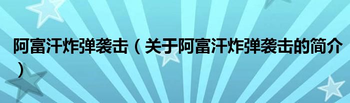 阿富汗炸彈襲擊（關(guān)于阿富汗炸彈襲擊的簡介）