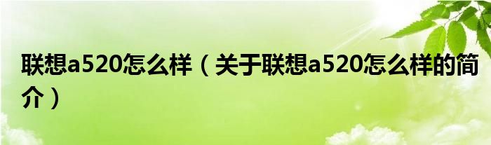 聯(lián)想a520怎么樣（關(guān)于聯(lián)想a520怎么樣的簡(jiǎn)介）