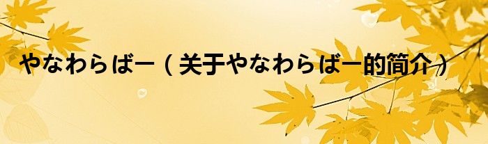 やなわらばー（關(guān)于やなわらばー的簡(jiǎn)介）