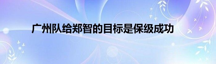 廣州隊(duì)給鄭智的目標(biāo)是保級成功